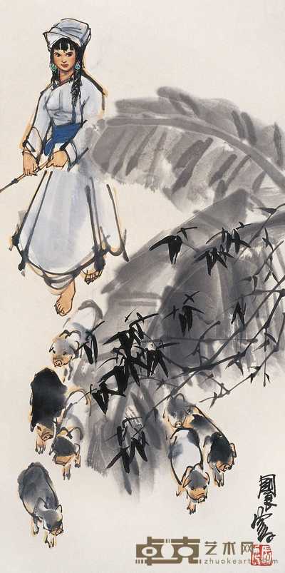 史国良 人物 镜心 68.5×34.5cm